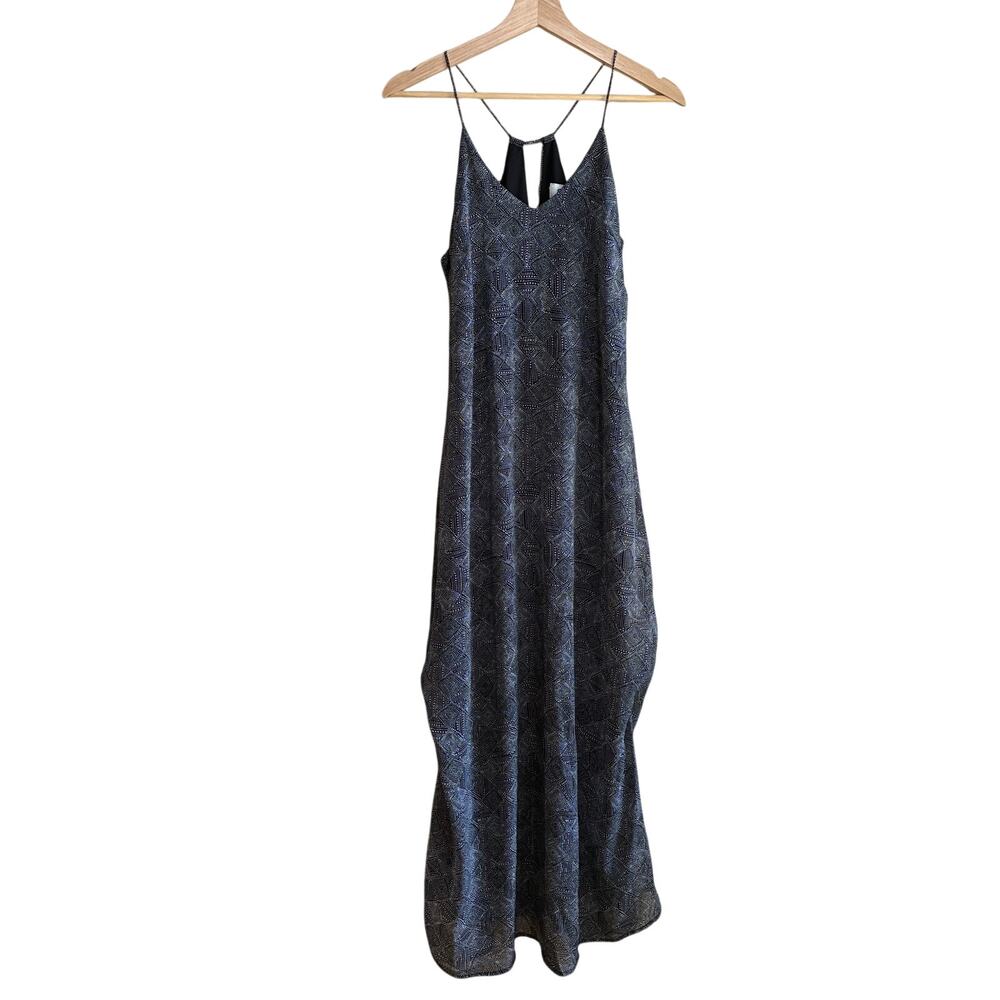 Old Navy halter neck black‎ white polka dotted maxi summer dress women's size XS